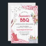 Summer BBQ Invitation<br><div class="desc">Host a classic summer BBQ or cookout with friends and family! This charming invitation features classic BBQ tools,  cold drinks,  farm fresh flowers and accents of red checked gingham that will set the stage for a fun summer get-together!</div>