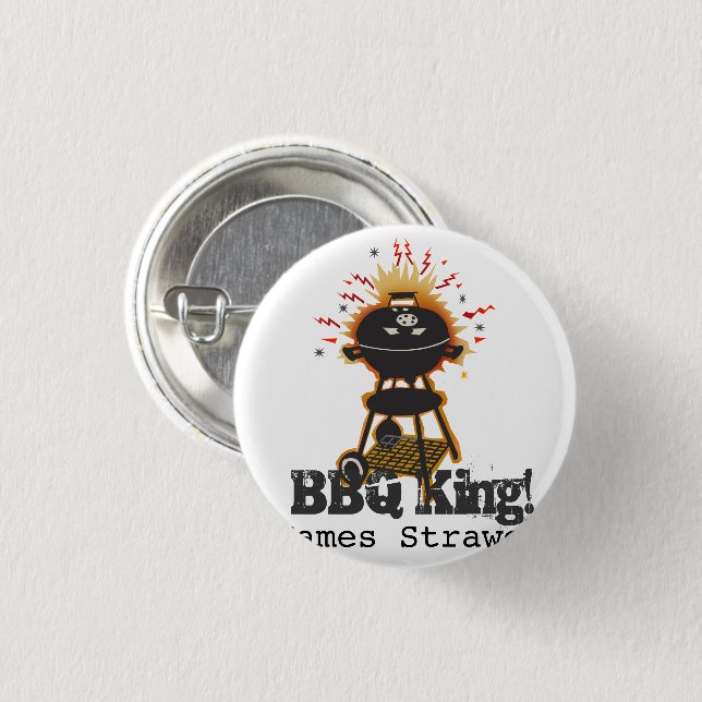 Summer BBQ King Grill Cooking Grilling Name Pinback Button (Front & Back)