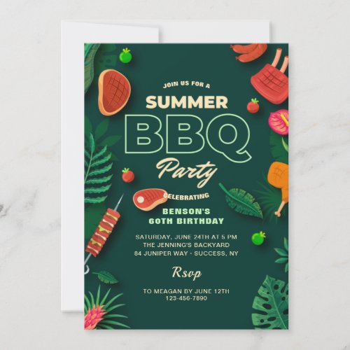 Summer BBQ Party  Invitation
