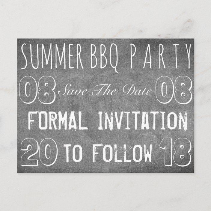 Summer BBQ Party Save The Date Chalkboard Announcement Postcard