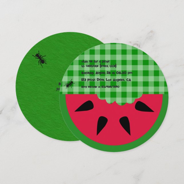 Summer BBQ Picnic Birthday Party Customizable Invitation (Front/Back)