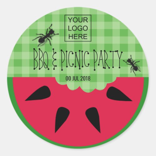 Summer BBQ Picnic Corporate Party Customizable Classic Round Sticker