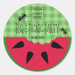 Summer BBQ Picnic Corporate Party Customizable Classic Round Sticker