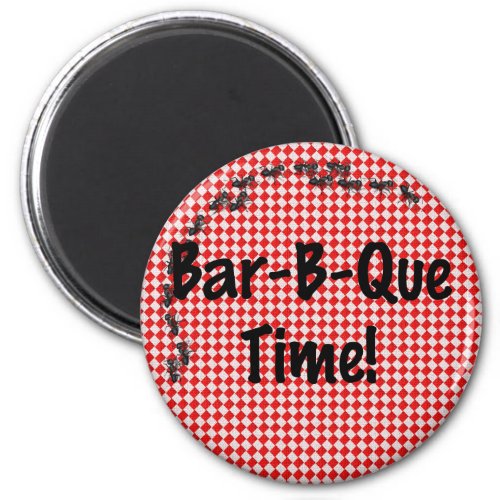 Summer BBQ Picnic on Red Table Cloth Magnet