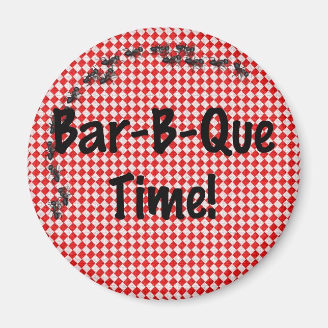 Summer BBQ Picnic on Red Table Cloth Magnet (Front)