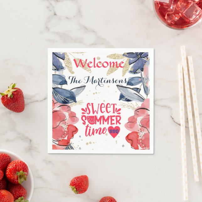 Summer BBQ Picnic Personalized Paper  Napkins (Insitu)