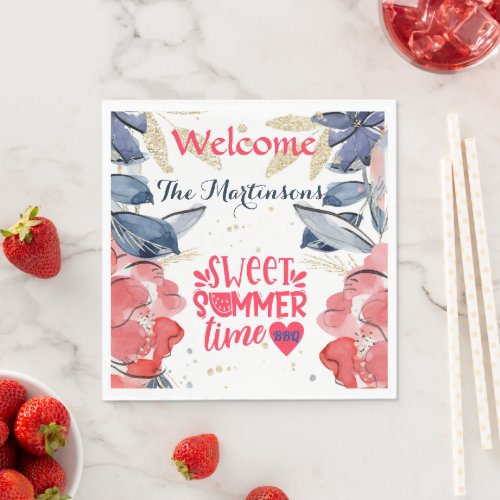 Summer BBQ Picnic Personalized Paper   Napkins