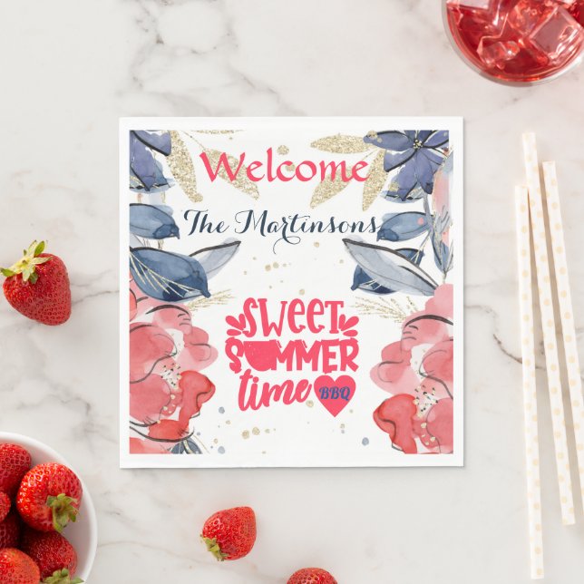Summer BBQ Picnic Personalized Paper   Napkins (Insitu)