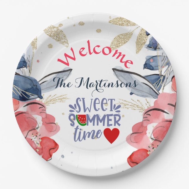 Summer BBQ Picnic Personalized  Paper Plates (Front)