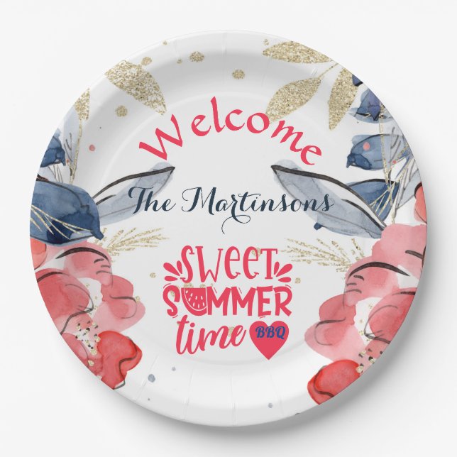 Summer BBQ Picnic Personalized  Paper Plates (Front)