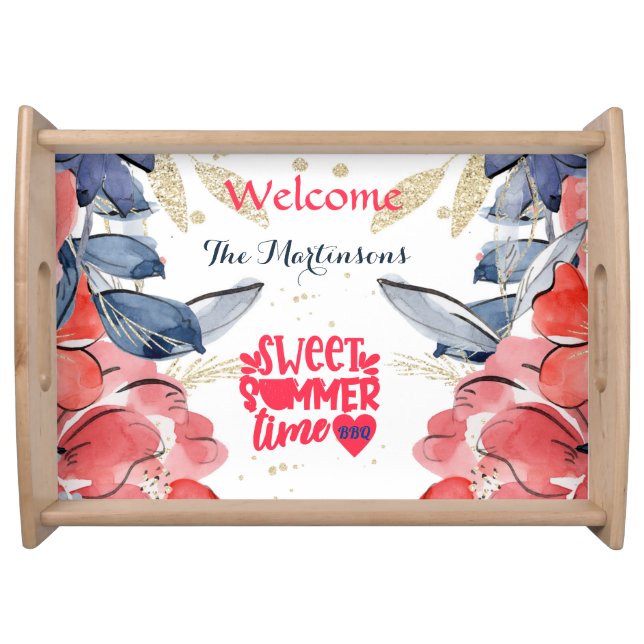 Summer BBQ Picnic Personalized  Serving Tray (Front)