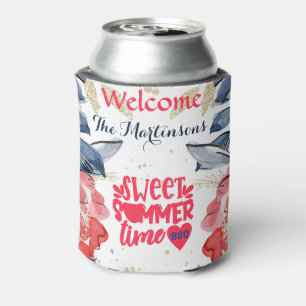 Summer BBQ Picnic Personalized  Square   Can Cooler