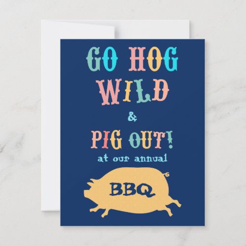 Summer BBQ Pig Out Party Invitation