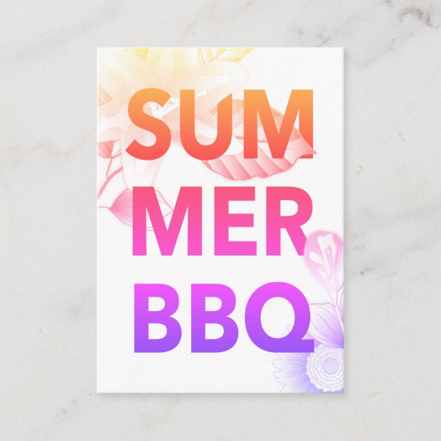 SUMMER BBQ summer floral Enclosure Card (Front)