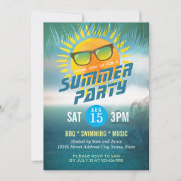 Summer BBQ / SWIMMING / MUSIC Party Invitation | Zazzle