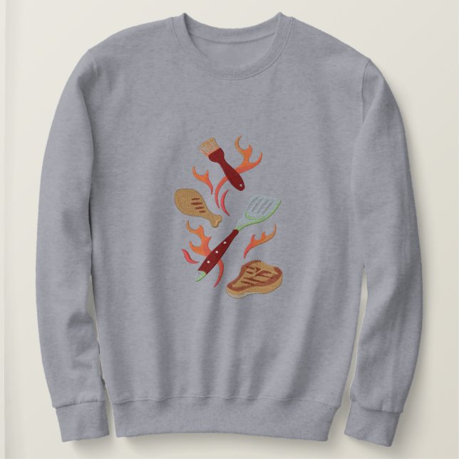 Summer BBQ Time Embroidered Sweatshirt (Design Front)