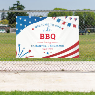 Summer BBQ USA Couples Bridal Shower Welcome Banner