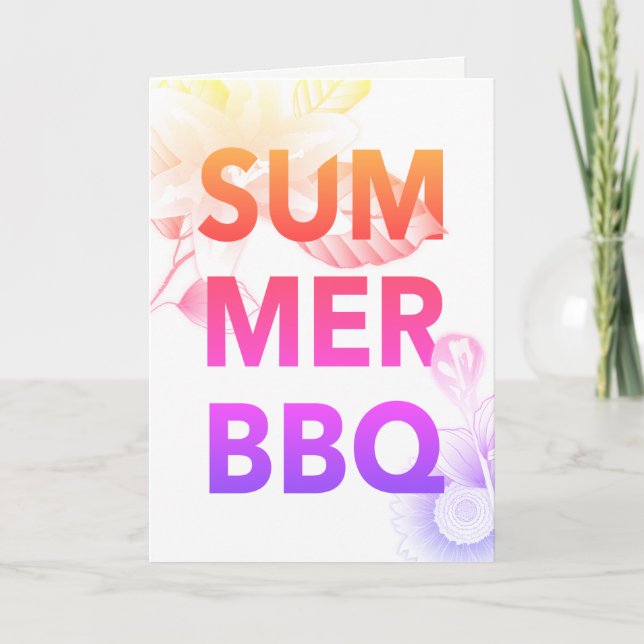 SUMMER BBQ vintage floral Invitation (Front)
