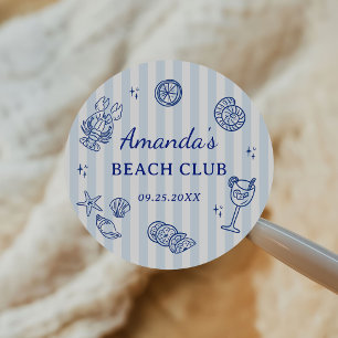 Summer Beach Adult Birthday Party Classic Round Sticker