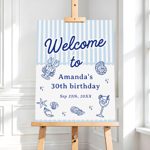 Summer Beach Adult Birthday Party Welcome Foam Board