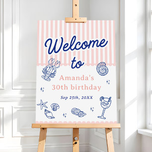 Summer Beach Adult Birthday Party Welcome Foam Board