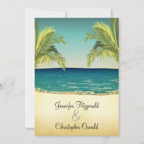 Summer Beach and Palm Trees Wedding Personalized Invitation