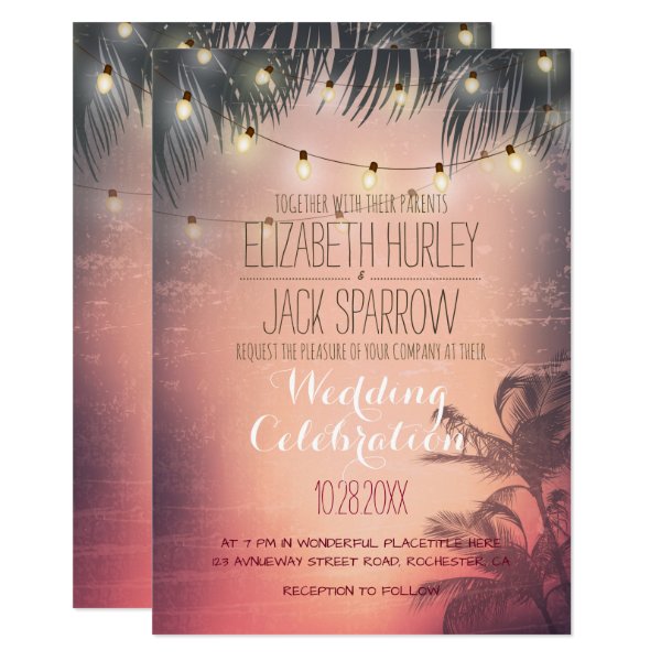 256667002252433510 Summer Beach and Wedding String Lights Invitations