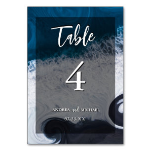 Summer Beach Artistic Ocean Wavy Wedding  Table Number