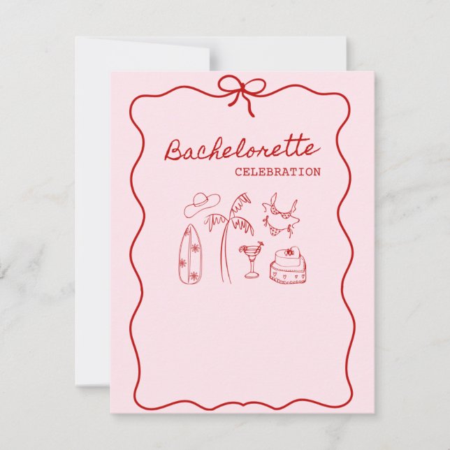 Summer beach bachelorette party invitation (Front)