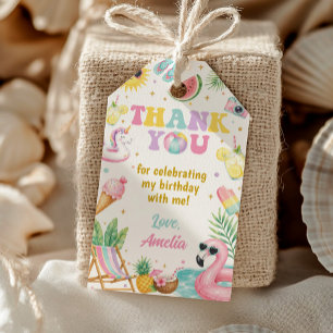 Summer Beach Birthday Girl Party Thank You Gift Tags