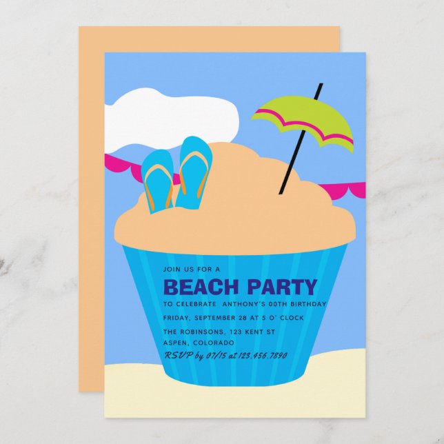 Summer Beach Birthday Party Invitation (Front/Back)