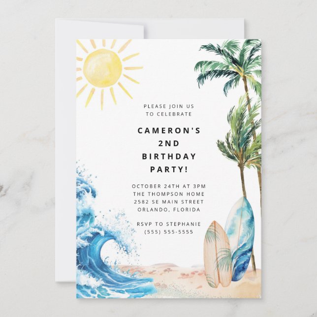 Summer Beach Birthday Party Invitation (Front)