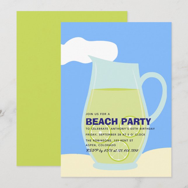 Summer Beach Birthday Party Invitation (Front/Back)
