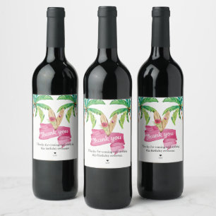 Summer Beach Birthday Thank you Favor Wine Label
