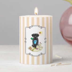 Summer Beach Black Lab Labrador Retriever Cute Pillar Candle
