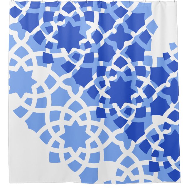Summer beach blue  Moroccan tile Shower Curtain (Front)