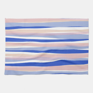 Summer beach blue pink beige stripes kitchen towel