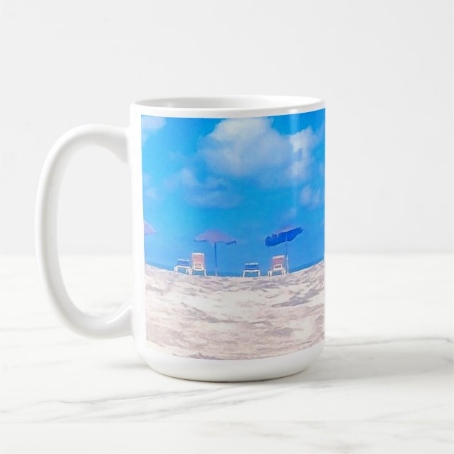 Summer Beach Blue White Coffee Mug (Left)