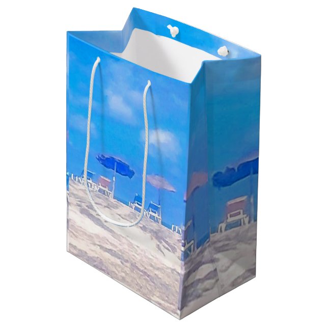 Summer Beach Blue White Medium Gift Bag (Front Angled)