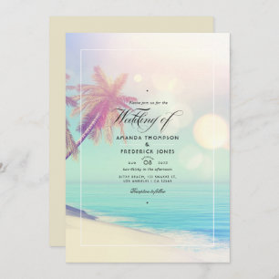 Summer Beach Bokeh Wedding Invitation