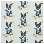 Summer Beach Boston Terrier (black) - Cute Dog Fabric