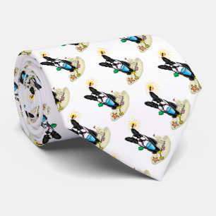 Summer Beach Boston Terrier (black) - Cute Dog Neck Tie
