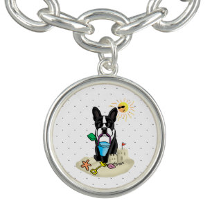 Summer Beach Boston Terrier Dog (black) Cute Bracelet