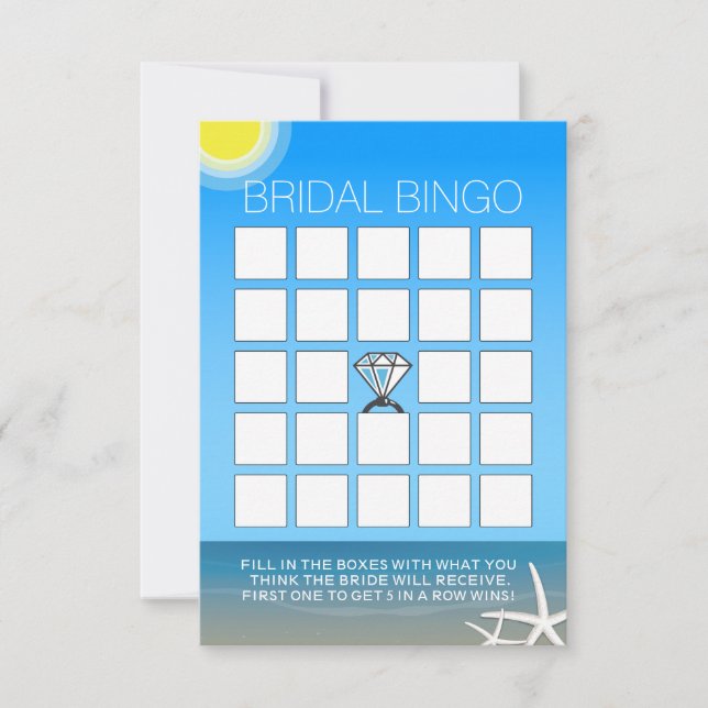 Summer Beach Bridal Shower Bingo Cards (Front)