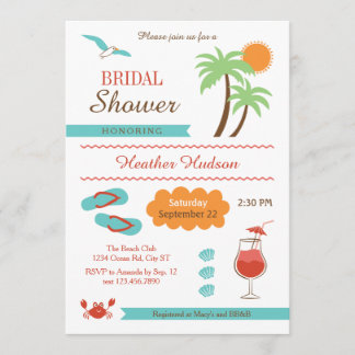 Summer Beach Bridal Shower Invitation