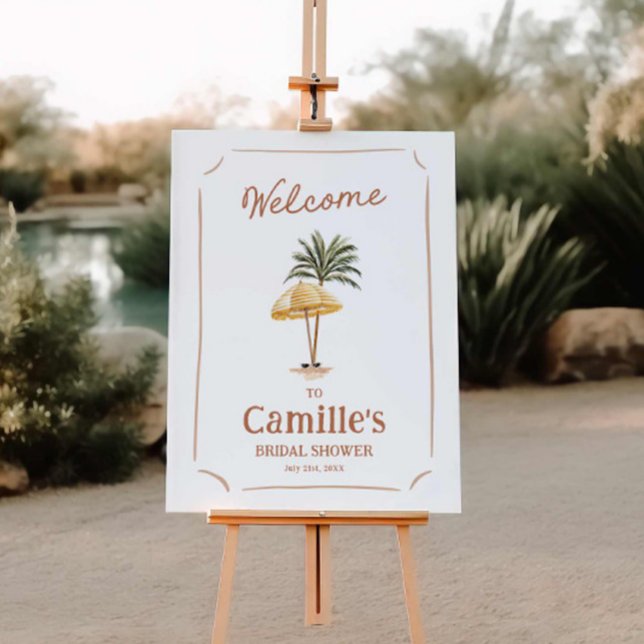 Summer Beach Bridal Shower Party Welcome Sign (Summer Beach Themed Bridal Shower Welcome Sign)