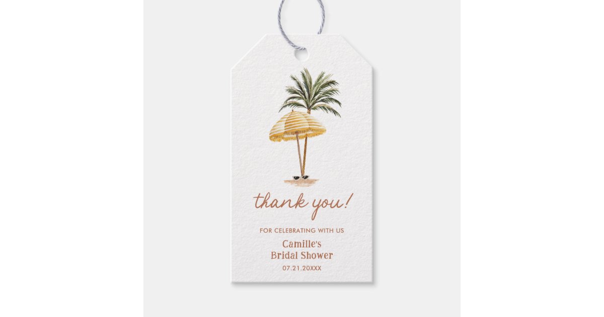 Summer Beach Bridal Shower Thank you Favor Gift Tags | Zazzle