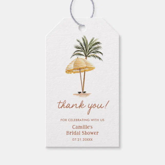 Summer Beach Bridal Shower Thank you Favor Gift Tags | Zazzle
