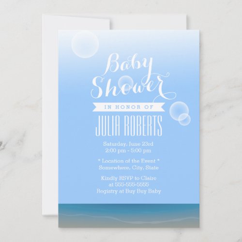 Summer Beach Bubbles Baby Shower Invitations 5" X 7" Invitation Card