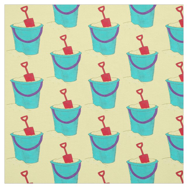 Summer Beach Bucket Pail Shovel Sand Toys Fabric (Swatch)